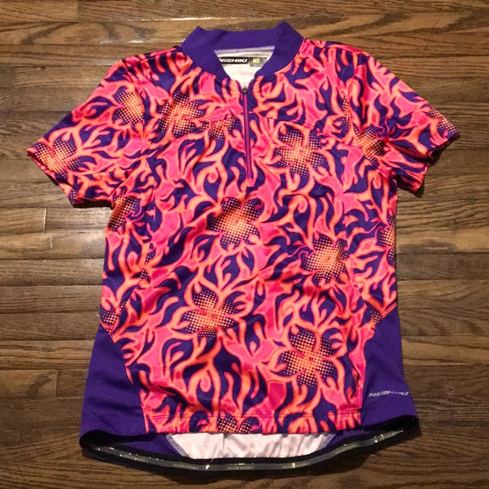 Nishiki Women's Performance Cycling Fashion Shirt Tropical Print Bike Top